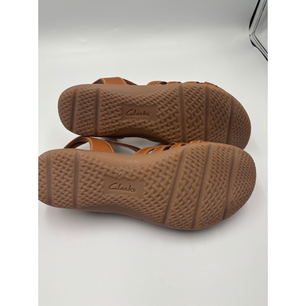Clarks Collection Arla Glison Tan Leather Fisherman Sandals Womens 8 M Strappy - Picture 10 of 11